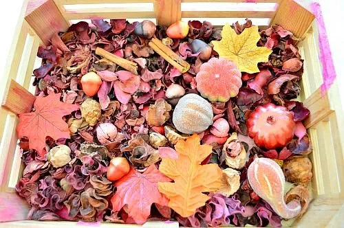 colorful scented sensory bin