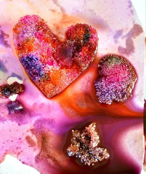 melting hearts with colors bleeding