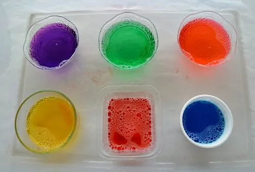 colored soap water