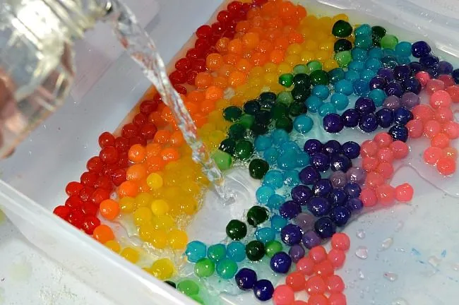adding water to pearls for play