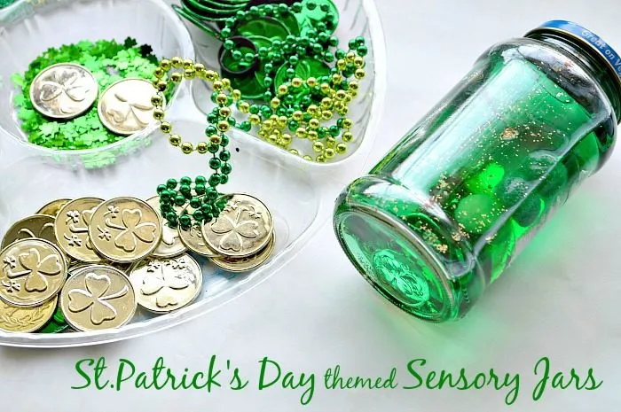 Sensory Activities for kids : St.Patrick's Day Sensory Jars