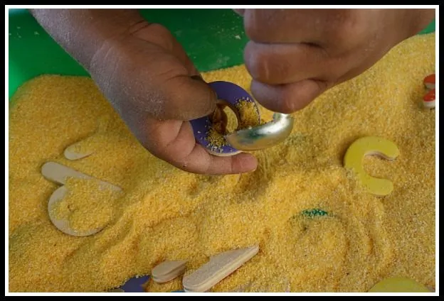 letters sensory bins