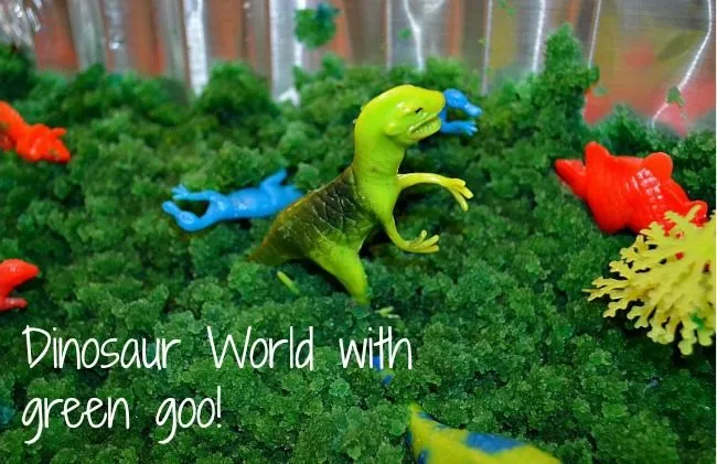 Sensory Activities : Green Goo and Dinosaur World with Insta Snow