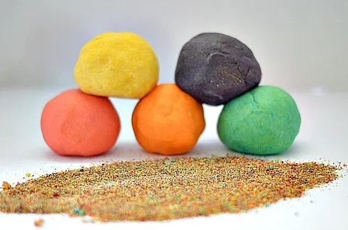sand dough with edible ingredients