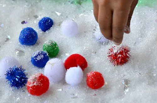 snow fall with pom poms