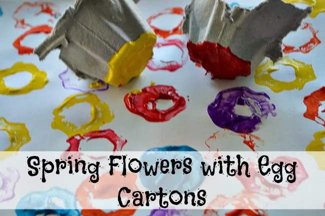spring art with egg carton flowers printing
