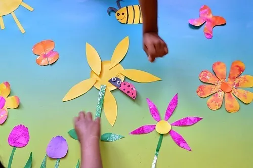 WORKING ON SPRING ART PROJECT