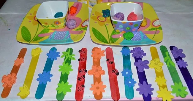 craft sticks color matched with stickers spring craft
