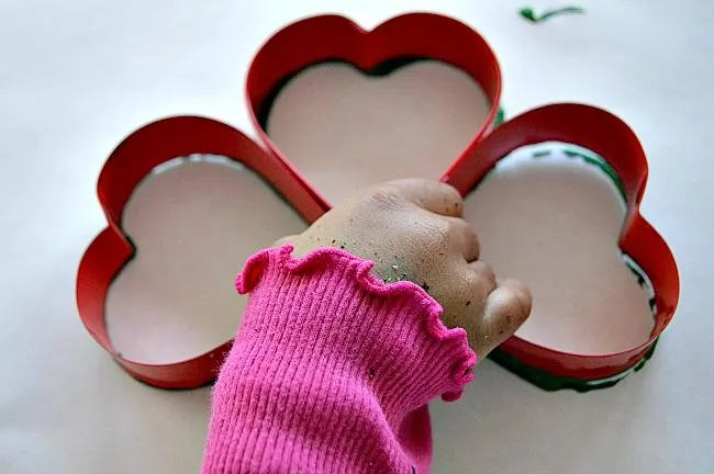 shamrock printing with toddlers