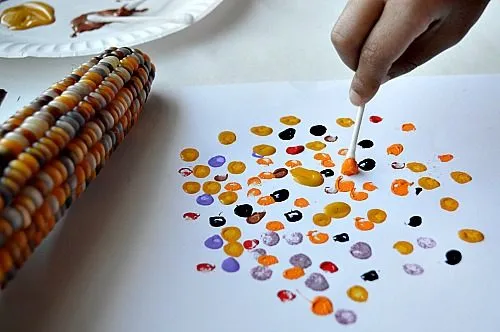 fine motor qtips crafts for thanksgiving