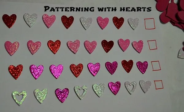 preschooler learning activities patterns with hearts