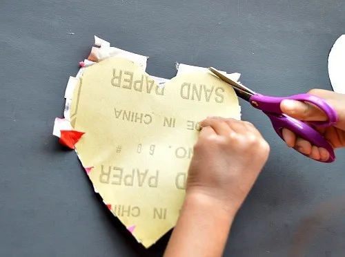 trim the edges duct tape heart art