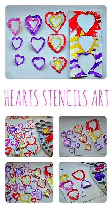 Valentines Day Art Projects with stencils