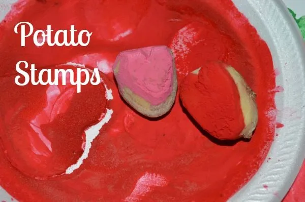 stamps from potatoes for valentines day activities