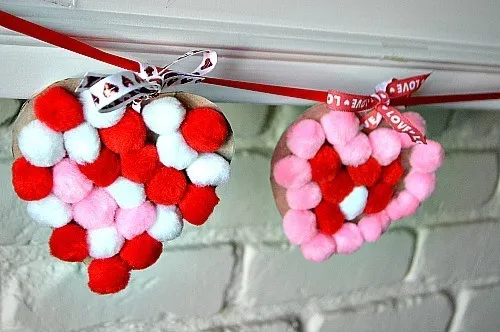 pom pom heart garlands