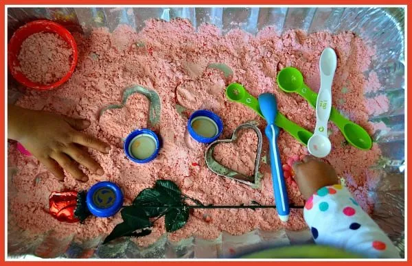 set up for valentines day sensory play activities