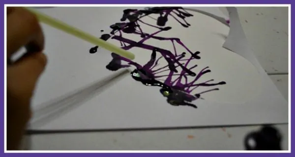 straw blown painting with food colors