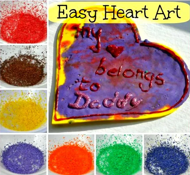 Valentines Day Crafts: Melted Crayon 'Hearts' Art
