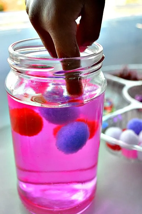 pushing the pom poms down  understanding floating and sinking