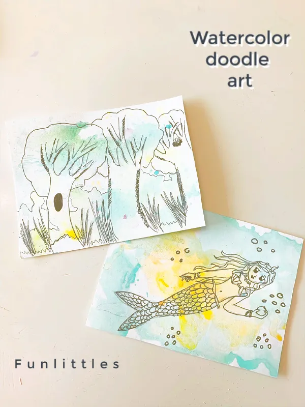 Art Projects for kids : Watercolor art Doodles